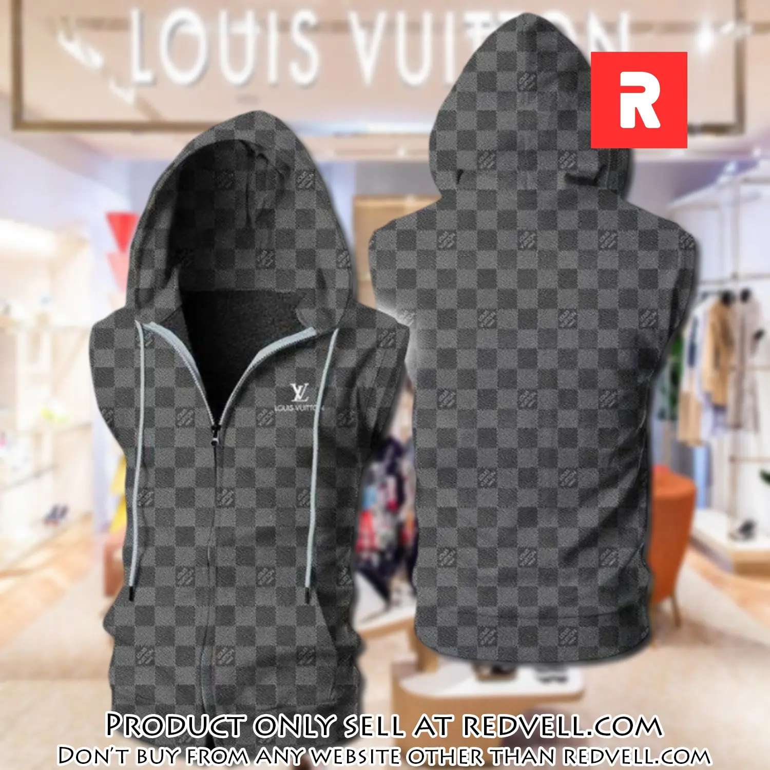 Louis vuitton grey unisex sleeveless zip up hoodie luxury for men women szh016 rv4947899